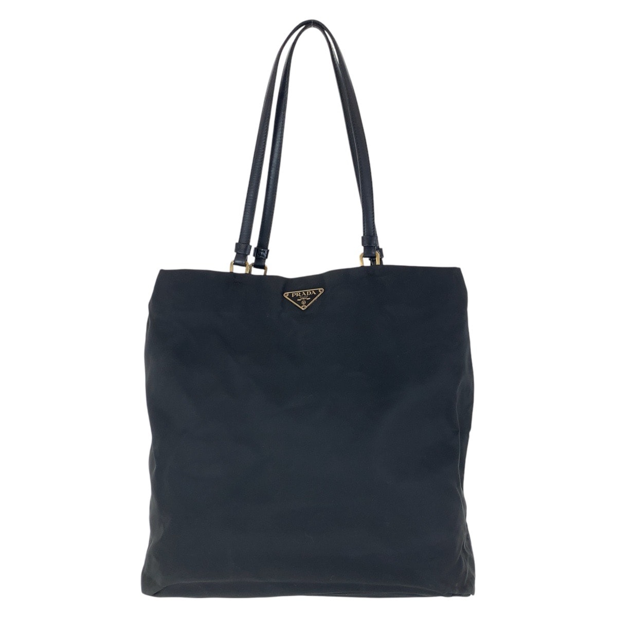 PRADA プラダ テスート 三角ロゴプレート ブラック 黒 ゴールド金具 ナイロン レザー/ トートバッグ ショルダーバッグ 506386 【中古】