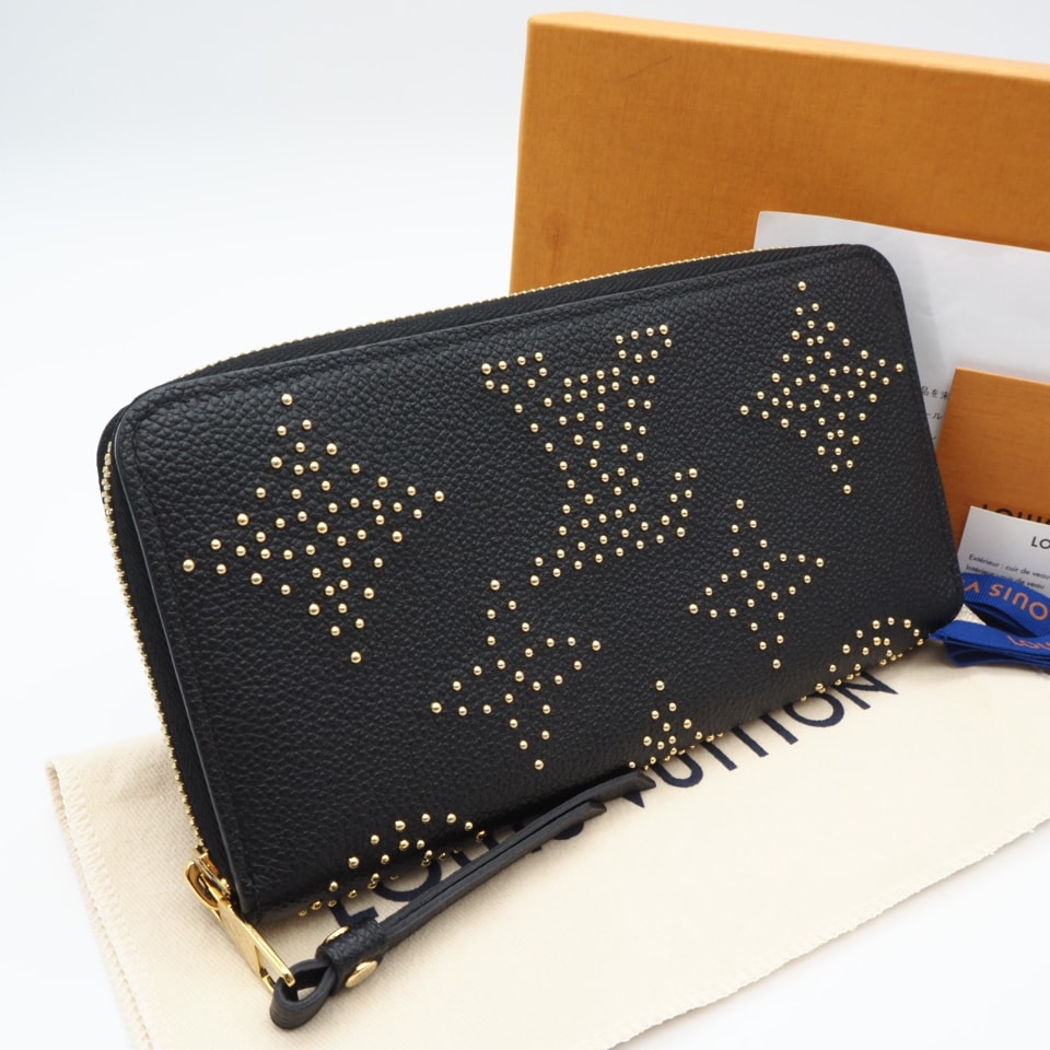 極美品 LOUIS VUITTON ルイ・ヴィトン モノグラム アンプラント(スタッズ) ジッピー ウォレット M82649 長財布 ブラック カーフレザー レディース
