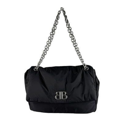 バレンシアガ BALENCIAGA ショルダーバッグ モナコ ナイロン ブラック レディース 765945【中古】 z10172