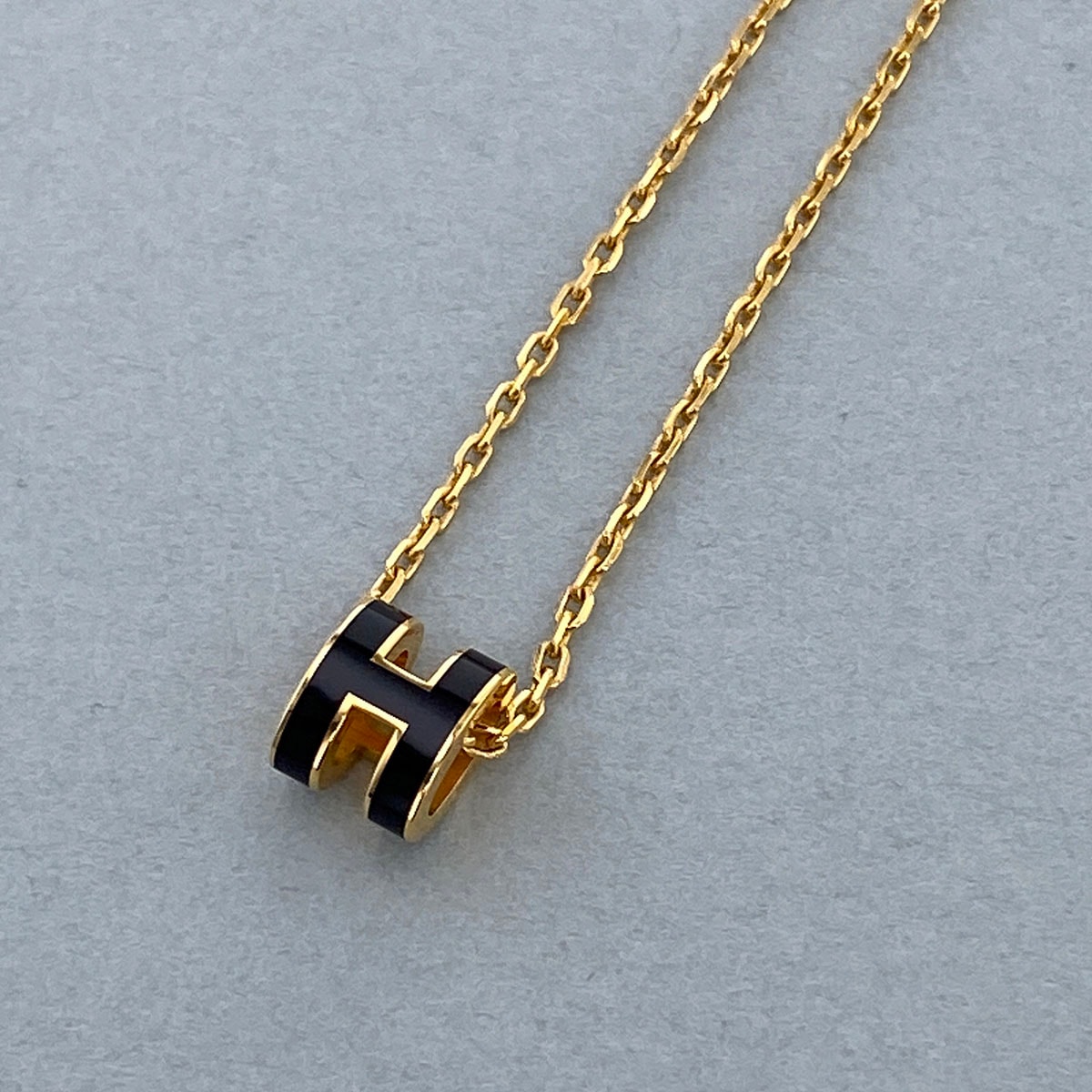 HERMES エルメス MINI POP H ミニポップアッシュ ペンダント ネックレス ブラック ゴールド  レディース【中古】