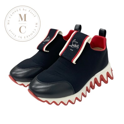 クリスチャンルブタン Christian Louboutin Tiketa Run スニーカー 靴 シューズ カーフレザー ブラック ホワイト レッド スリッポン