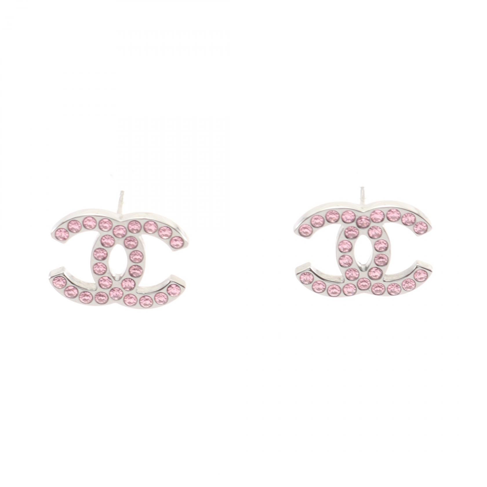 シャネル CHANEL ココマーク B17K ピアス ジュエリー メタル ラインストーン レディース シルバー系 / ピンク系 【中古】