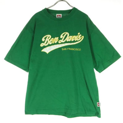 BEN DAVIS ベンデイビス コットン ロゴ刺繍 半袖 Tシャツ L グリーン