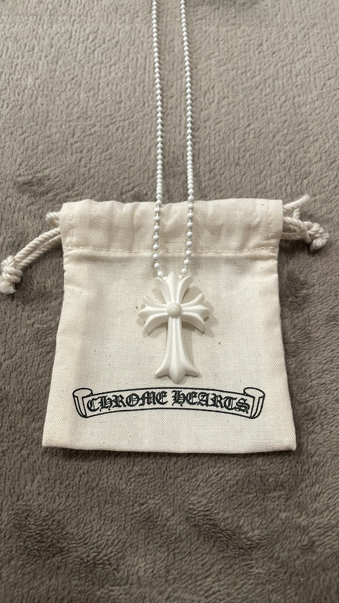 Chrome Hearts Rubber Small CH Cross Silicon Necklace "White"
