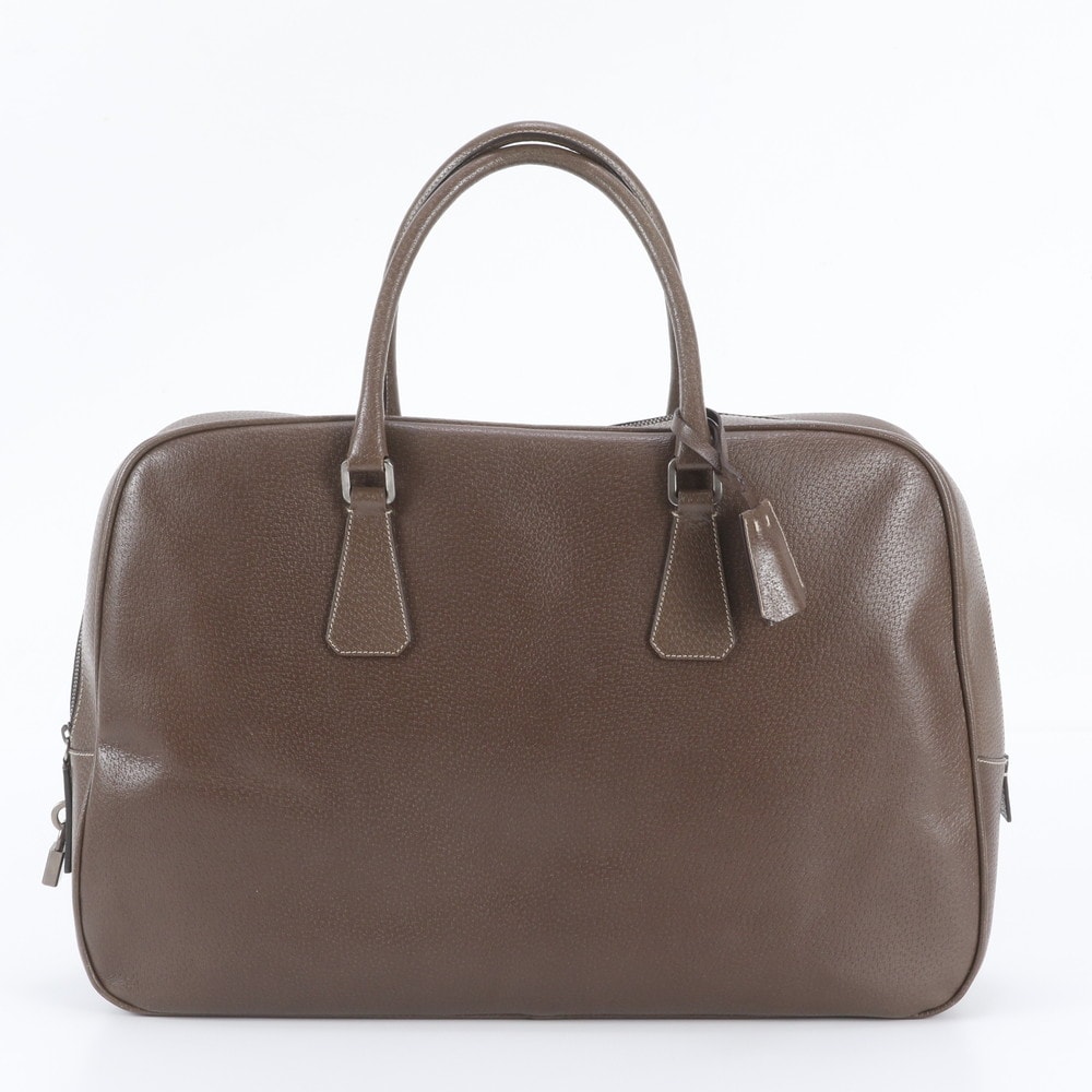 ■美品 プラダ トライアングルロゴビジネス バッグ レザー
