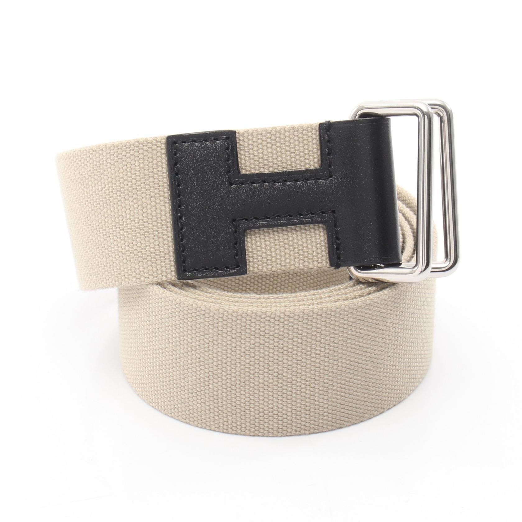 エルメス HERMES ノマド40 ベルト 衣料品 キャンバス レザー ベージュ W刻印(2024年製造) レディース ベージュ系 / ブラック系 【中古】