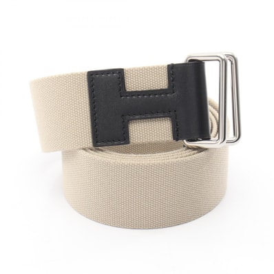 エルメス HERMES ノマド40 ベルト 衣料品 キャンバス レザー ベージュ W刻印(2024年製造) レディース ベージュ系 / ブラック系 【中古】