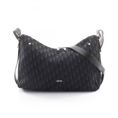 ディオール Dior Dior Slider ジップ付き ホーボーバッグ ラージ ショルダーバッグ バッグ キャンバス レザー メンズ レディース ブラック系 1LEHO066YKY_H03E 【中古】