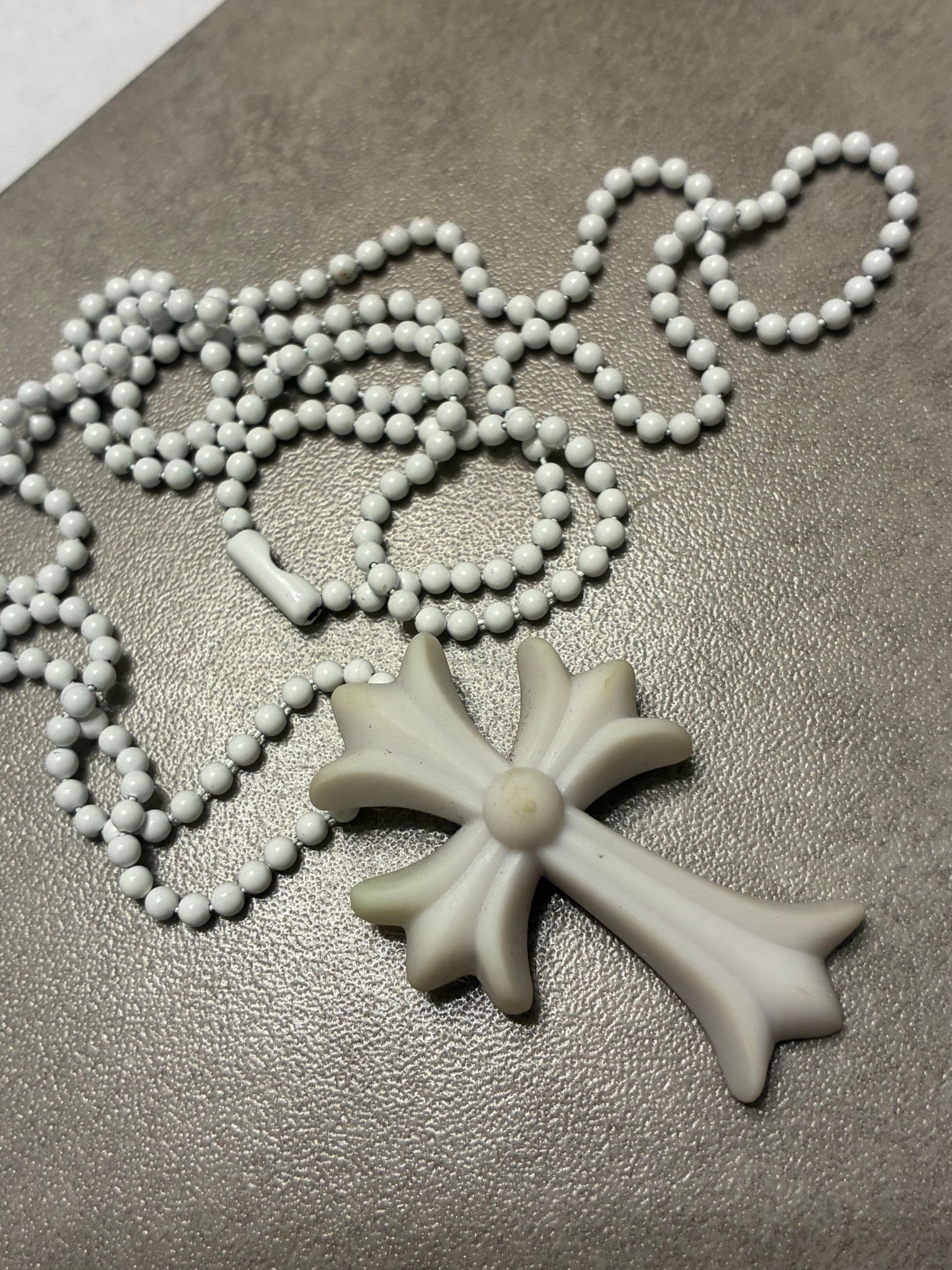 Chrome Hearts Rubber Small CH Cross Silicon Necklace "White"