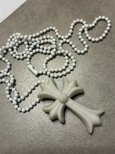 Chrome Hearts Rubber Small CH Cross Silicon Necklace "White"