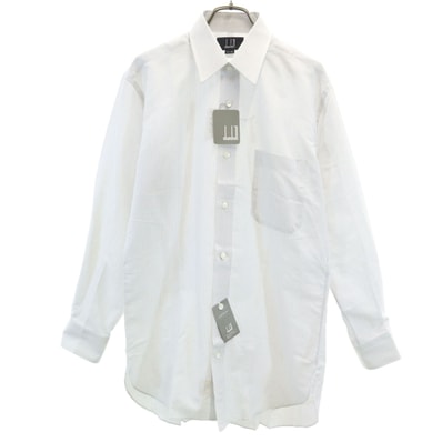 未使用 Dunhill ダンヒル リネンブレンド ストライプ柄 長袖 ボタンダウンシャツ 39-80 グレー系