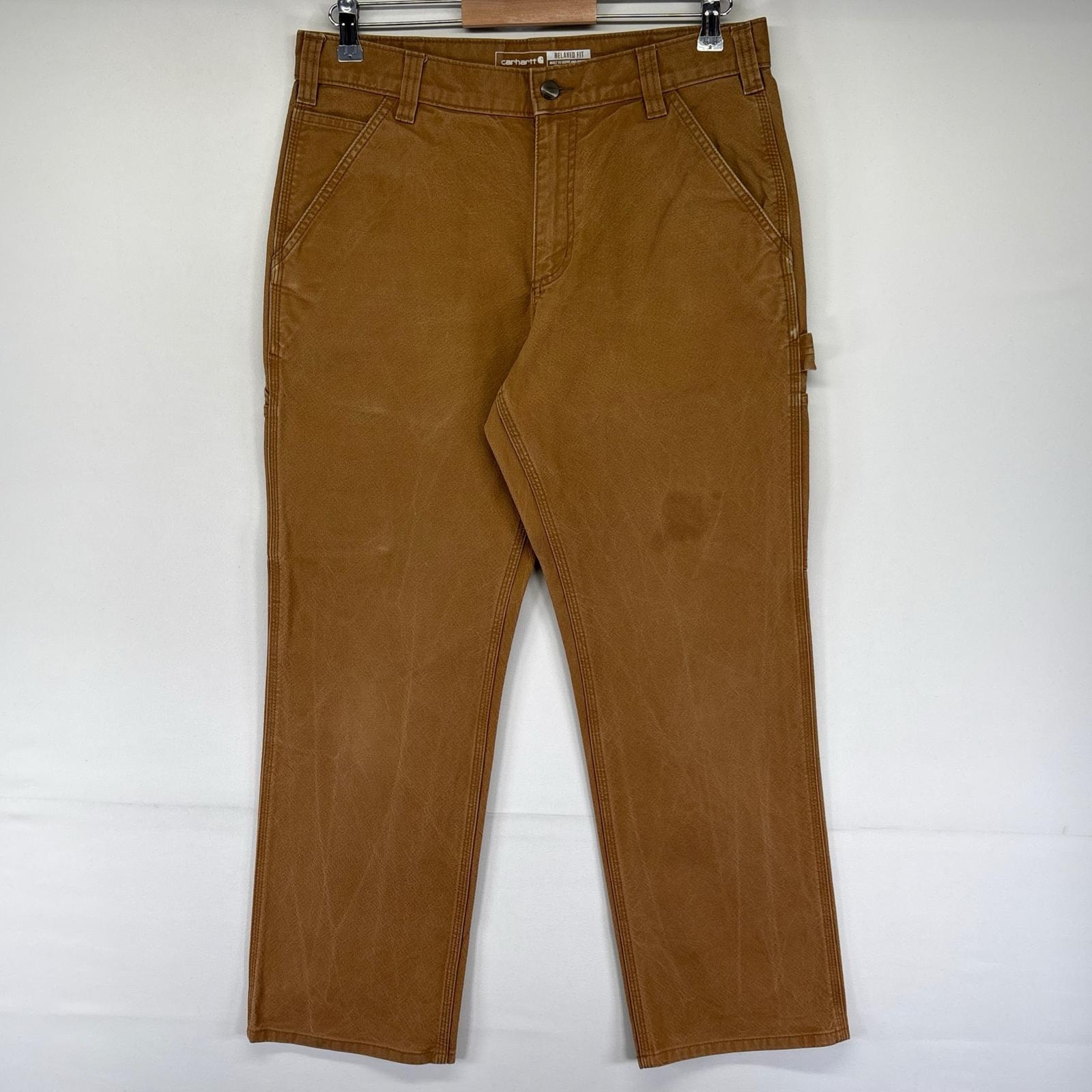 古着 カーハート Carhartt ダック パンツ ダックパンツ ジッパーフライ ワンポイントロゴ ペインター W32 L30  ブラウン系 メンズ