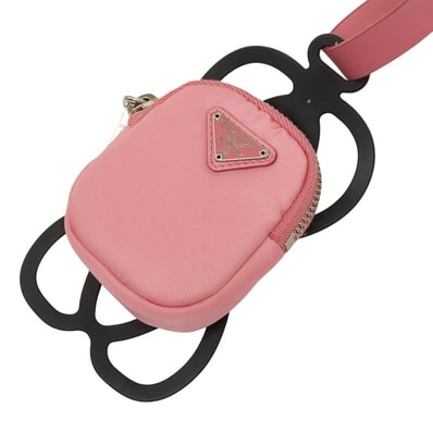 プラダ 三角ロゴプレート ポーチ付き スマートフォンケース スマートフォンホルダー 1ZT001 ピンク ナイロン レザー レディース PRADA 中古