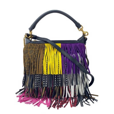 イヴ・サンローラン YSL レザー エマニュエル フリンジ ショルダーバッグ【中古】