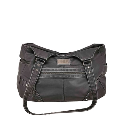 METAL LABEL FAUX LEATHER BAG【1143768648080】
