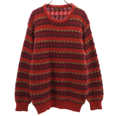 YVES SAINT LAURENT イヴサンローラン 90s オールド ボーダー柄 長袖 セーター L レッド ニット