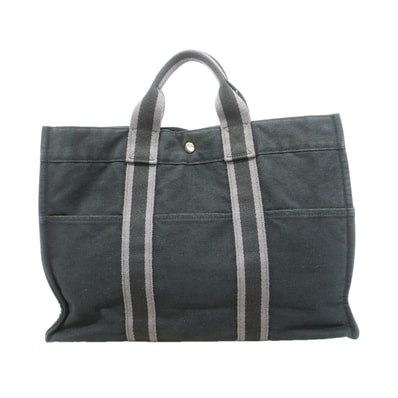 【6he5231】エルメス トートバッグ フールトゥMM キャンバス ブラック シルバー金具【中古】メンズ レディース ユニセックス
