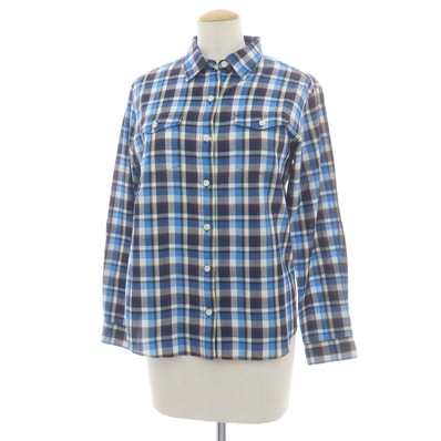 【中古】ザノースフェイス THE NORTH FACE ポリエステルマキシフレッシュ チェック カジュアルシャツ ブルーxネイビー【サイズM】【レディース】