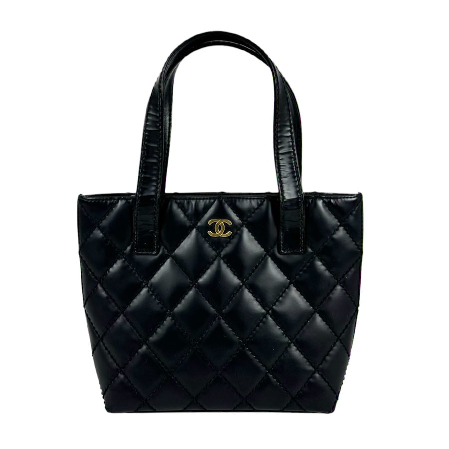 シャネル CHANEL ハンドバッグ ワイルドステッチ レザー ブラック レディース【中古】 z11307
