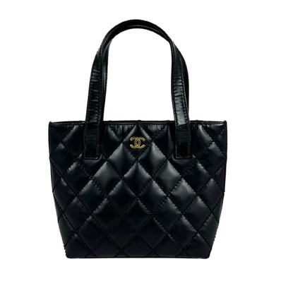 シャネル CHANEL ハンドバッグ ワイルドステッチ レザー ブラック レディース【中古】 z11307