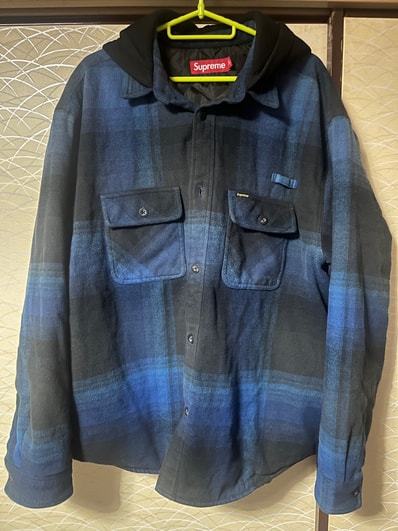 Supreme Quilted Lined Hooded Flannel Shirt "Blue"