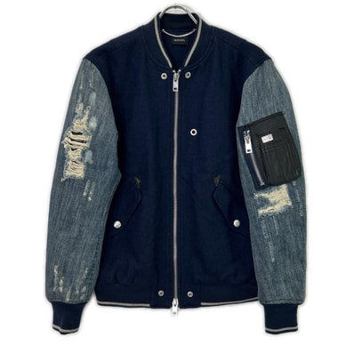 ディーゼル MA-1 ダメージ加工 デニム切り替えジャケット S