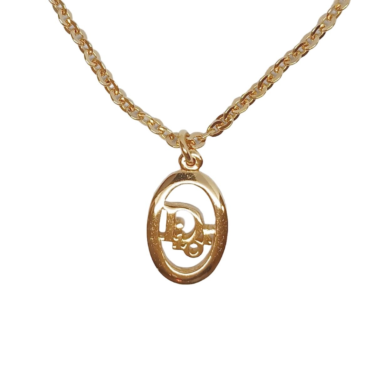 Christian Dior クリスチャンディオール CDロゴ オーバル ネックレス GP ゴールド  レディース【中古】