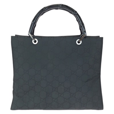 美品 GUCCI グッチ バンブー GG柄 ブラック 黒 シルバー金具 ナイロン トートバッグ ハンドバッグ 601326 【中古】