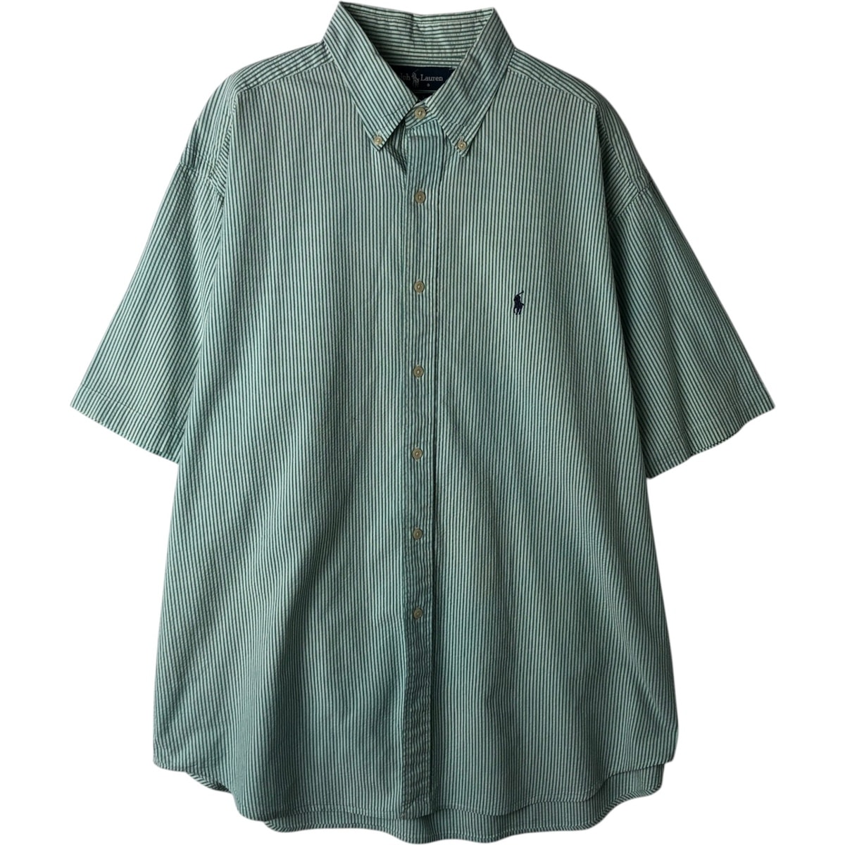 古着 ラルフローレン Ralph Lauren BLAKE シアサッカー 半袖 ボタンダウン ストライプシャツ メンズXL相当/eaa477614
