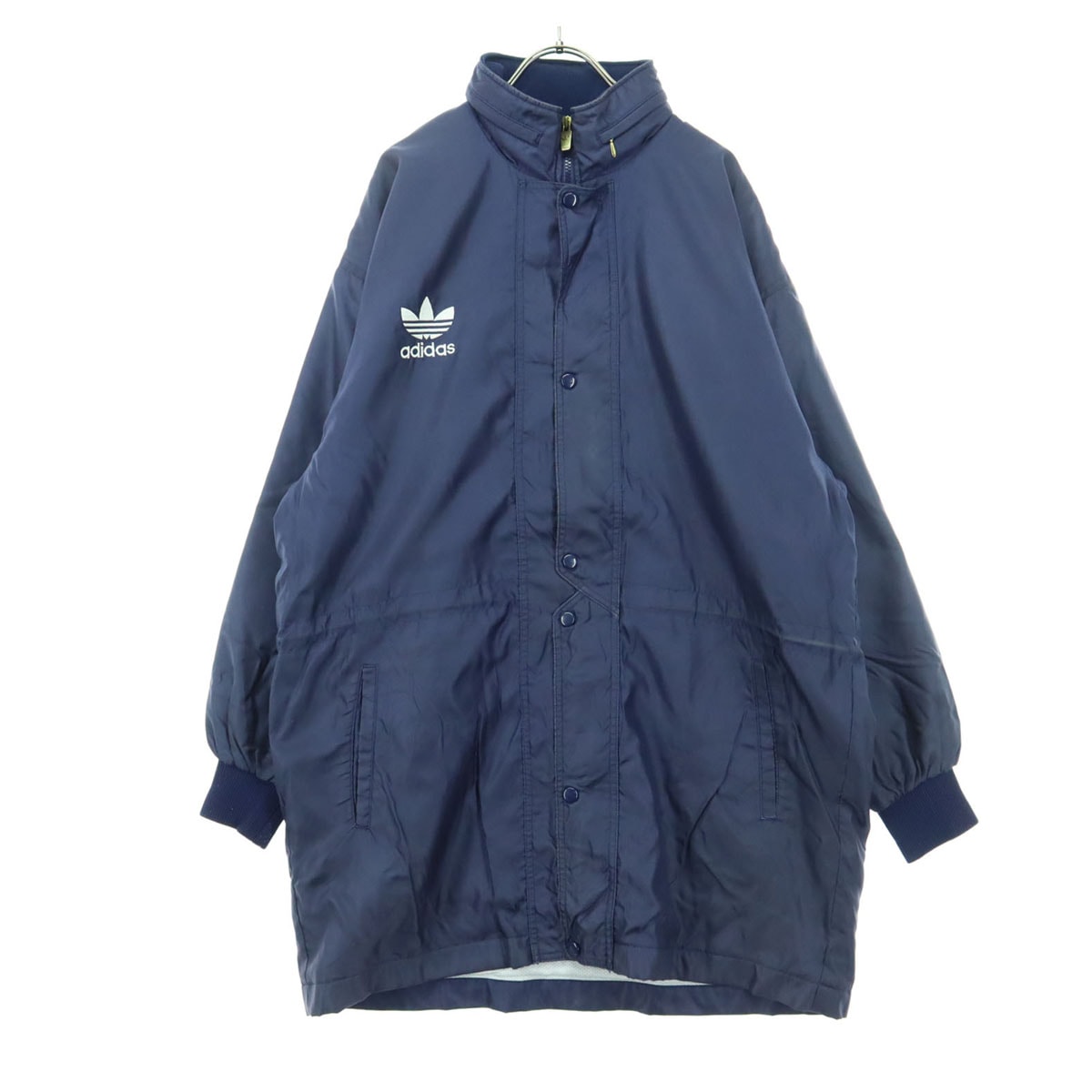adidas アディダス 90s オールド フード付 裏地メッシュ ナイロンジャケット M-L ネイビー