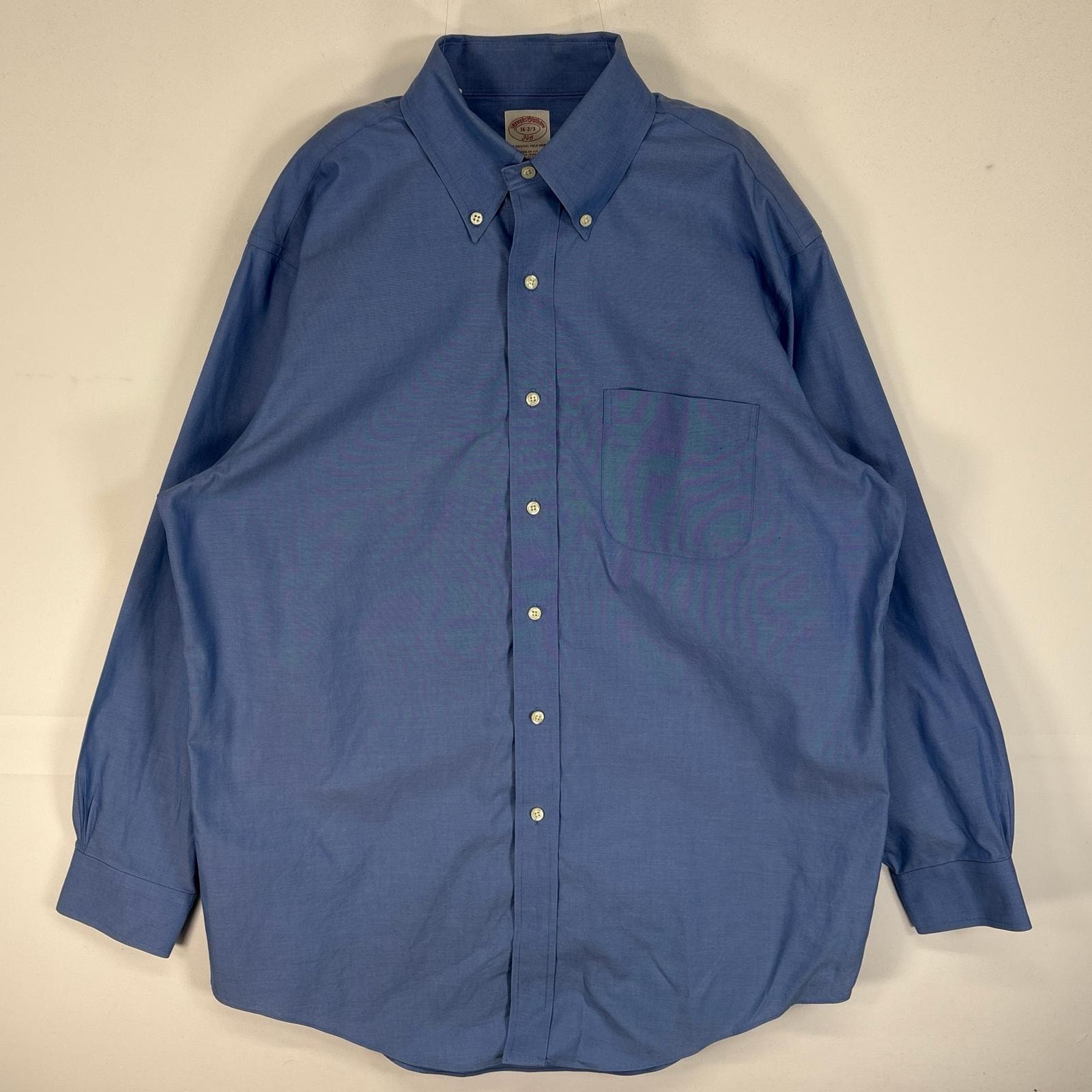古着 ブルックスブラザーズ Brooks Brothers 長袖シャツ 346 REGULAR FIT 胸ポケ L ブルー系 無地 メンズ