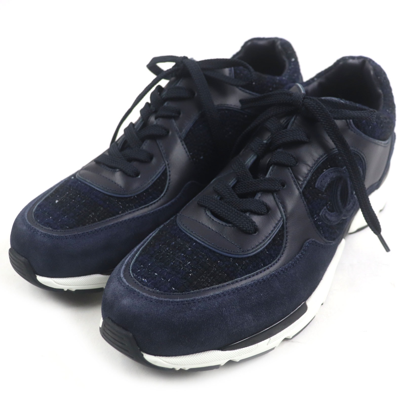 未使用品 シャネル スニーカー ネイビー メンズ 43 G39068