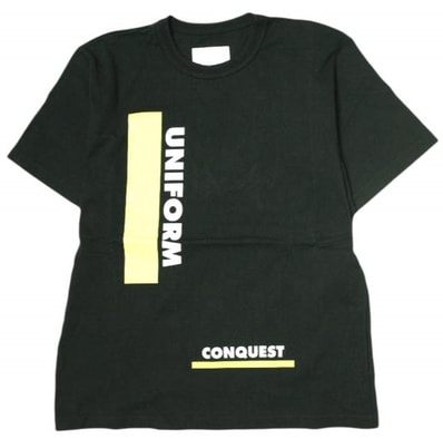 sacai サカイ 18SS 日本製 Uniform T-Shirt コットンプリントTシャツ 18-01593M 3 ブラック 半袖 クルーネック トップス g21656
