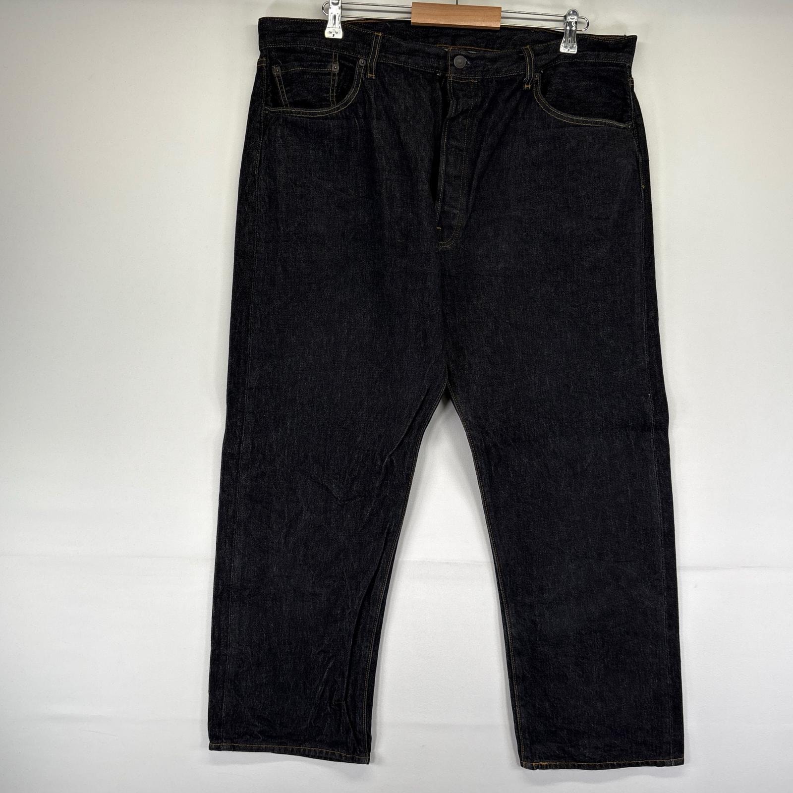 古着 リーバイス Levi's デニム パンツ 501 ストレート ジーパン ボタンフライ 先染め 大きいサイズ W42×L30  ブラック系 メンズ