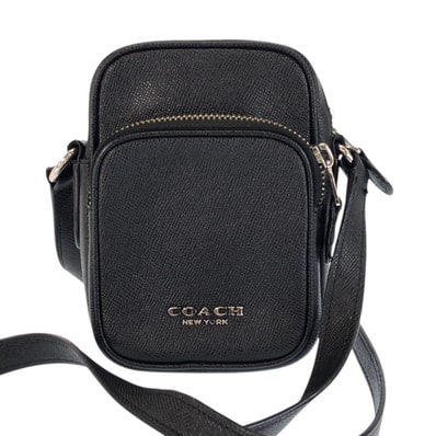 美品 COACH コーチ ブラック 黒 シルバー金具 レザー ショルダーバッグ ポシェット 602654 【中古】