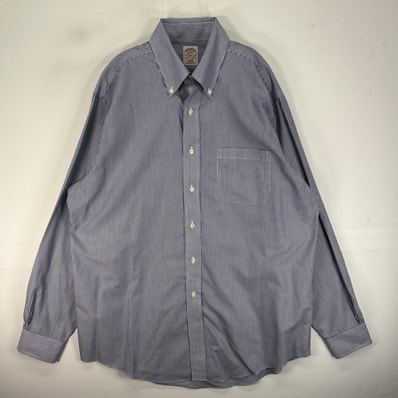 古着 ブルックスブラザーズ Brooks Brothers 長袖シャツ ボタンダウン 346 L ネイビー系 ストライプ メンズ