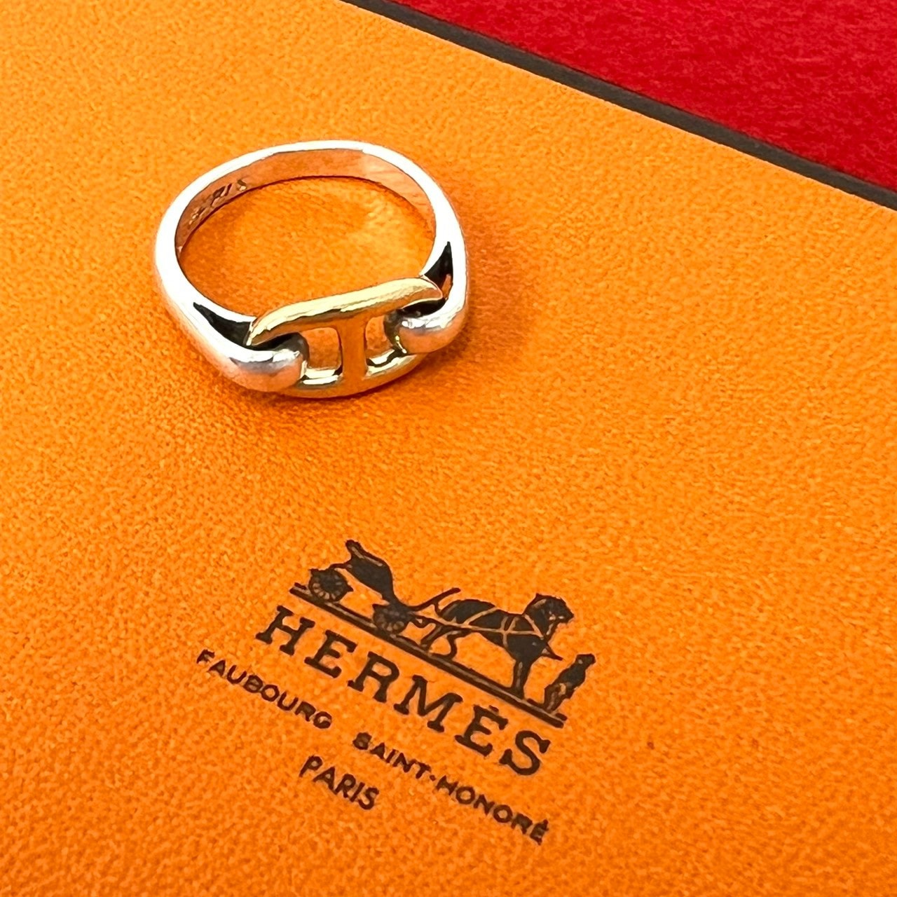 HERMES エルメス シェーヌダンクル リング シルバー925 K18イエローゴールド リング・指輪 9号 シルバー
 00021