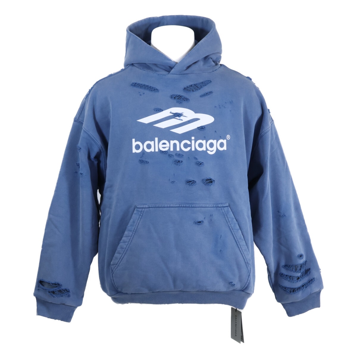バレンシアガ 【新品同様/国内正規/24年製】818598 デストロイ加工 レイヤードミディアムフィット パーカー M