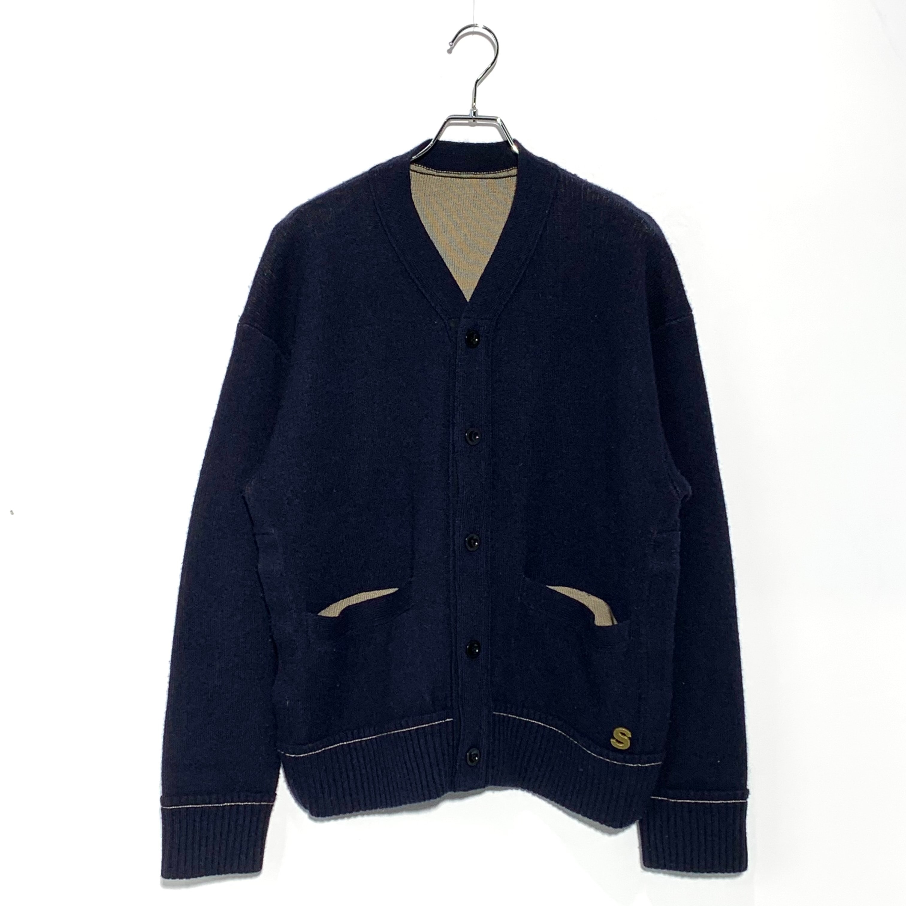Sacai S Studs Cashmere Knit Cardigan Navy
