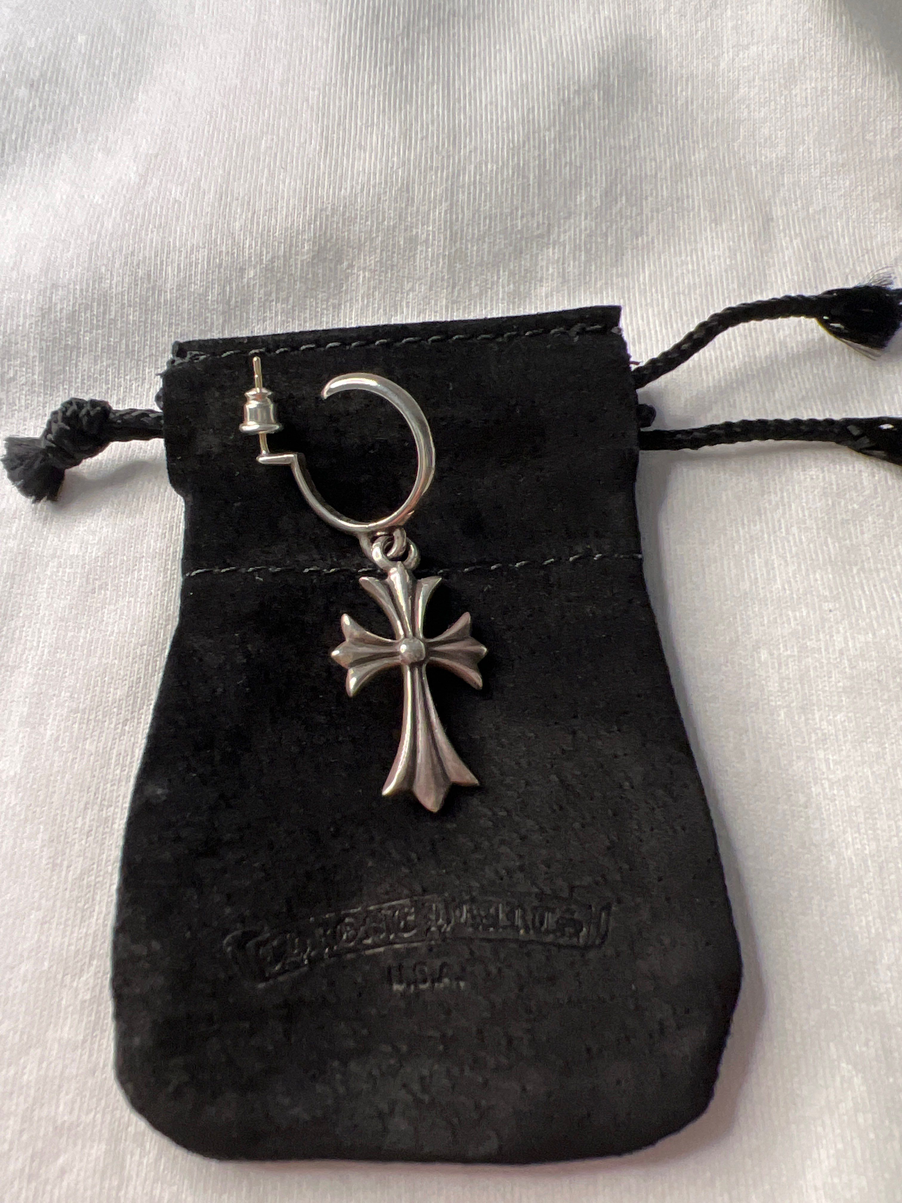 Chrome Hearts Hoop CH Cross Earrings "Silver"