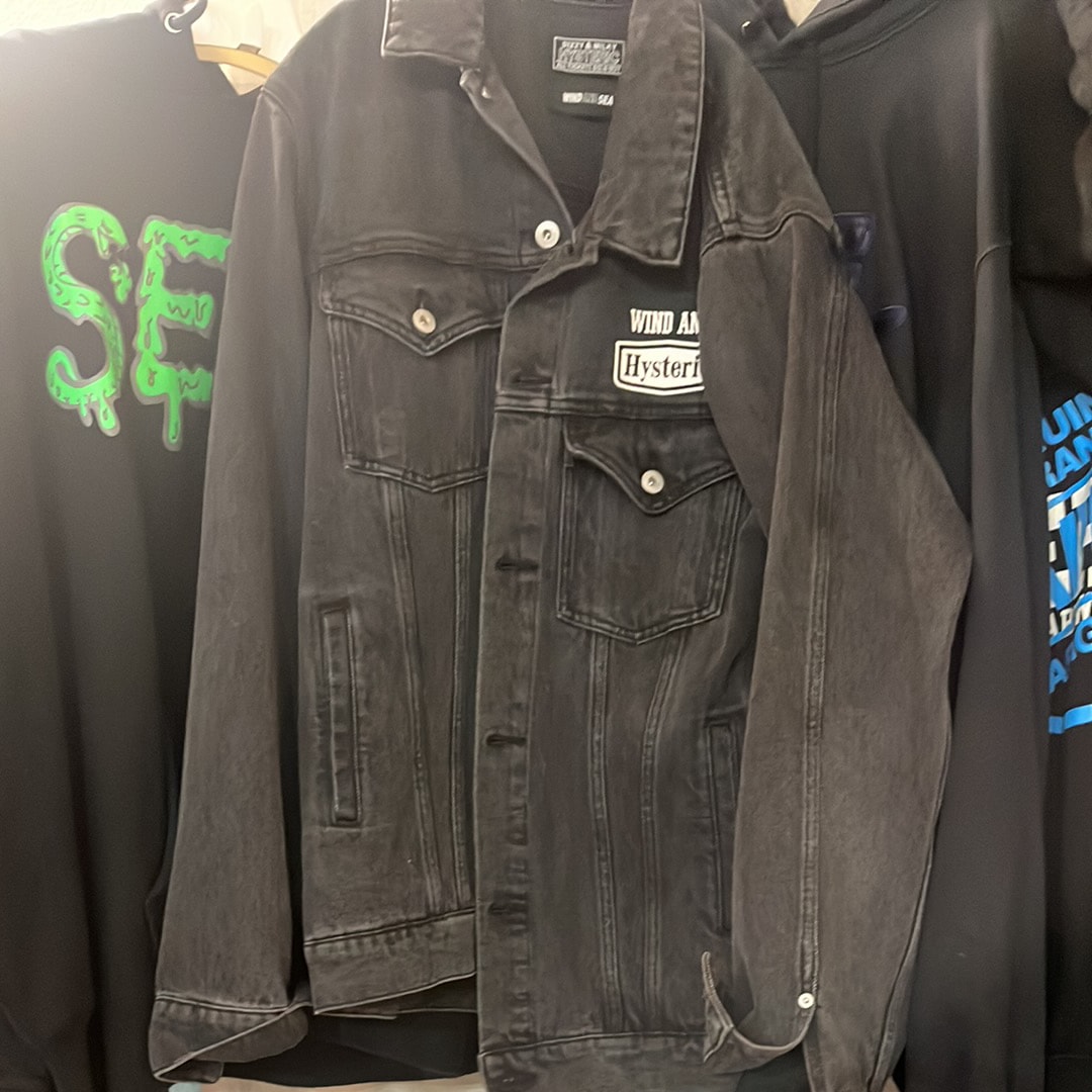 WIND AND SEA x HYSTERIC GLAMOUR Black Denim Jacket "Gray"