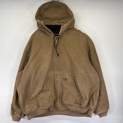 古着 カーハート Carhartt ダック ジャケット 中綿 アクティブJKT フルジップ 大きいサイズ 3XL ブラウン系 メンズ