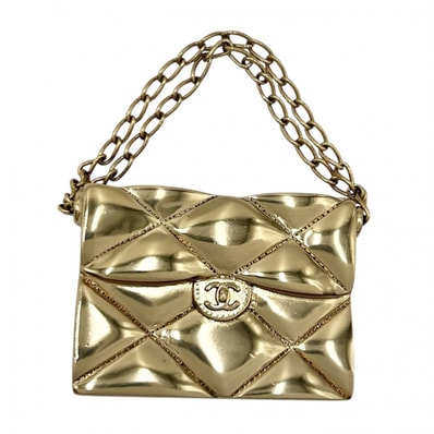 CHANEL シャネル ブローチ マトラッセ バッグモチーフ ココマーク ココ アクセサリー GP 02P ゴールド レディース 約33.7g 美品 2002年【中古品】