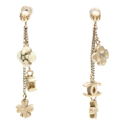 シャネル 09P ゴールド ココマーク クローバー チェーンピアス