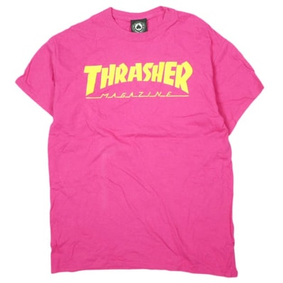THRASHER スラッシャー MAGAZINE LOGO TEE ロゴプリントTシャツ S PINK 半袖 トップス g13979