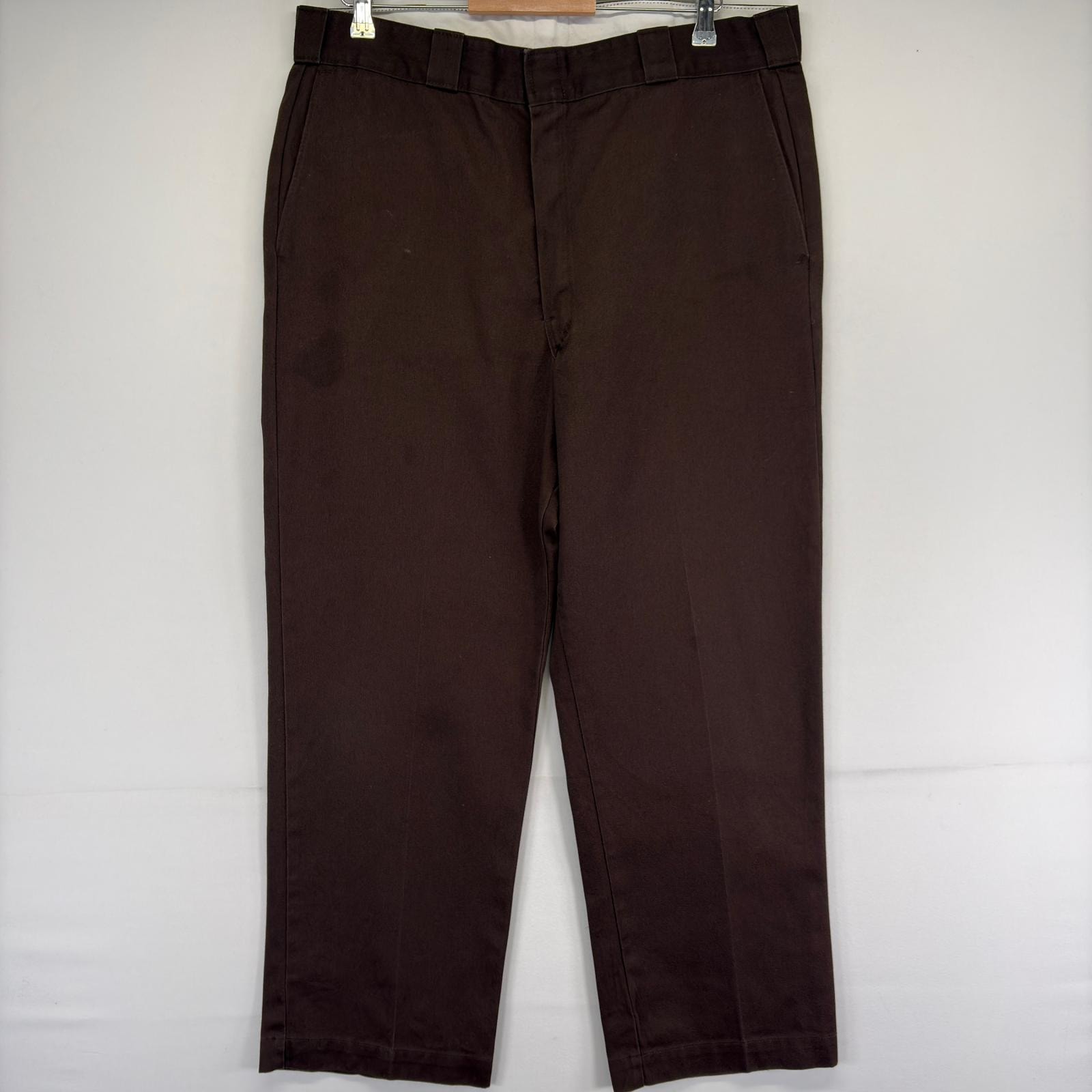 古着 80's/80年代 ディッキーズ Dickies パンツ チノパン ワンポイント ジップ チビタグ タロンジップ ワーク w38 L29  ブラウン メンズ