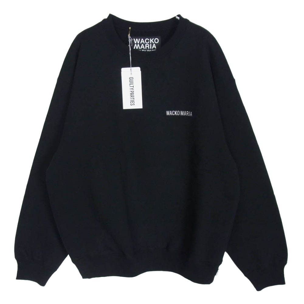 WACKO MARIA ワコマリア 25AW 25FWE-WMC-SS03 HEAVY WEIGHT CREW NECK SWEAT SHIRT ロゴ ヘビーウェイト クルーネック スウェットシャツ トレーナー ブラック系 L【中古】