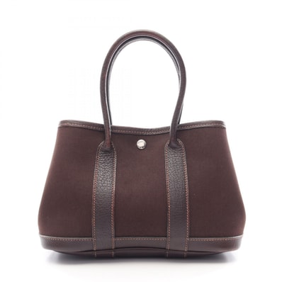 エルメス HERMES ガーデンパーティTTPM トートバッグ バッグ キャンバス レザー トワルオフィシエ / ブッフル トワルオフィシエ エベンヌ □H刻印(2004年製造) レディース ブラウン系 【中古】