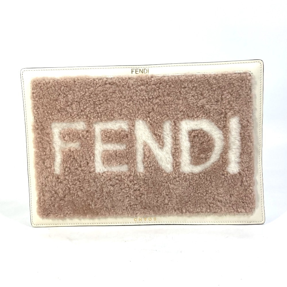 フェンディ FENDI ロゴ PCカバー パソコンカバー IPADカバー 7AR921 CHAOS カオス コラボ パソコンステッカー シール 雑貨 レザー ピンク 美品