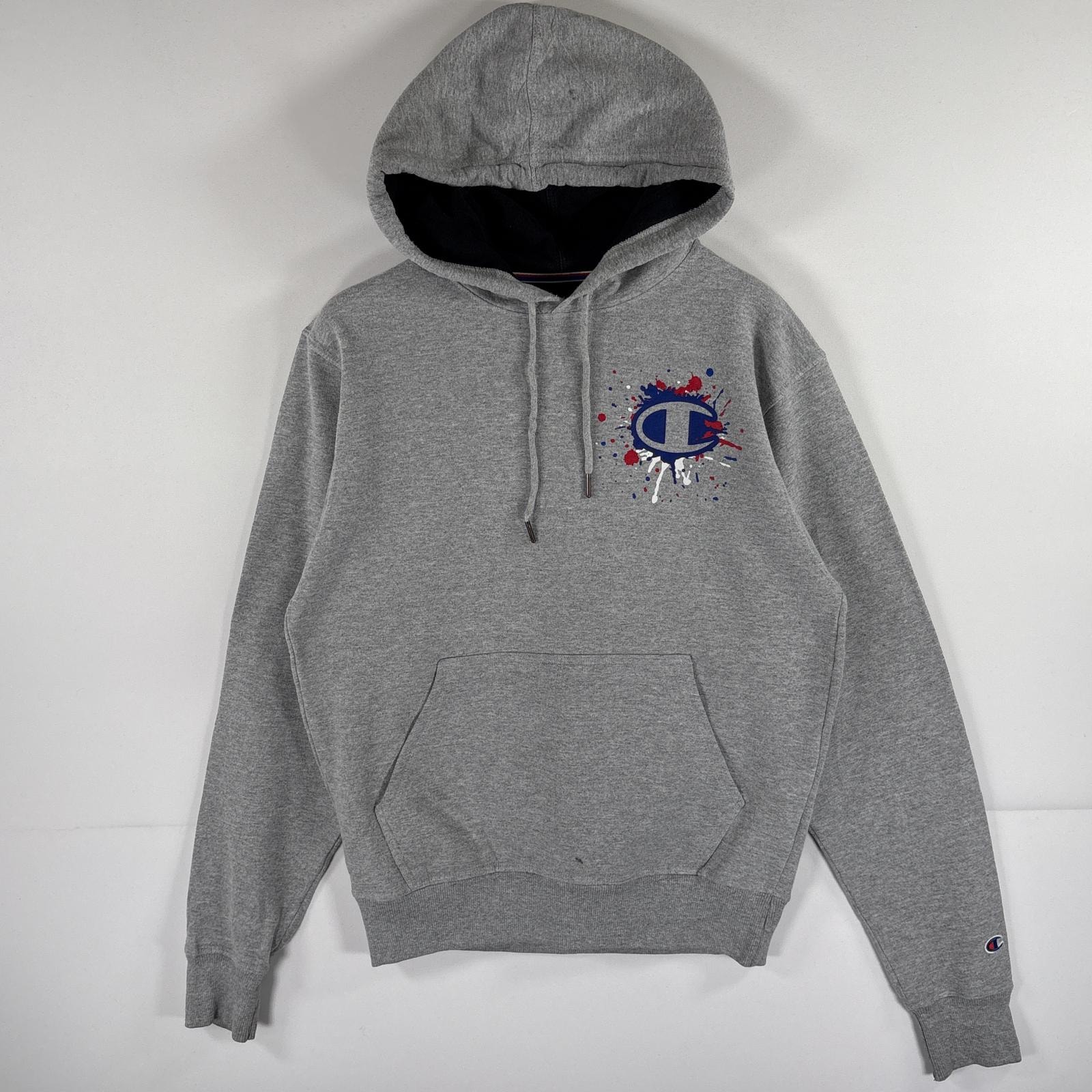 古着 チャンピオン Champion パーカー スウェット プルオーバー フーディ ペインター ビッグロゴプリント S グレー メンズ